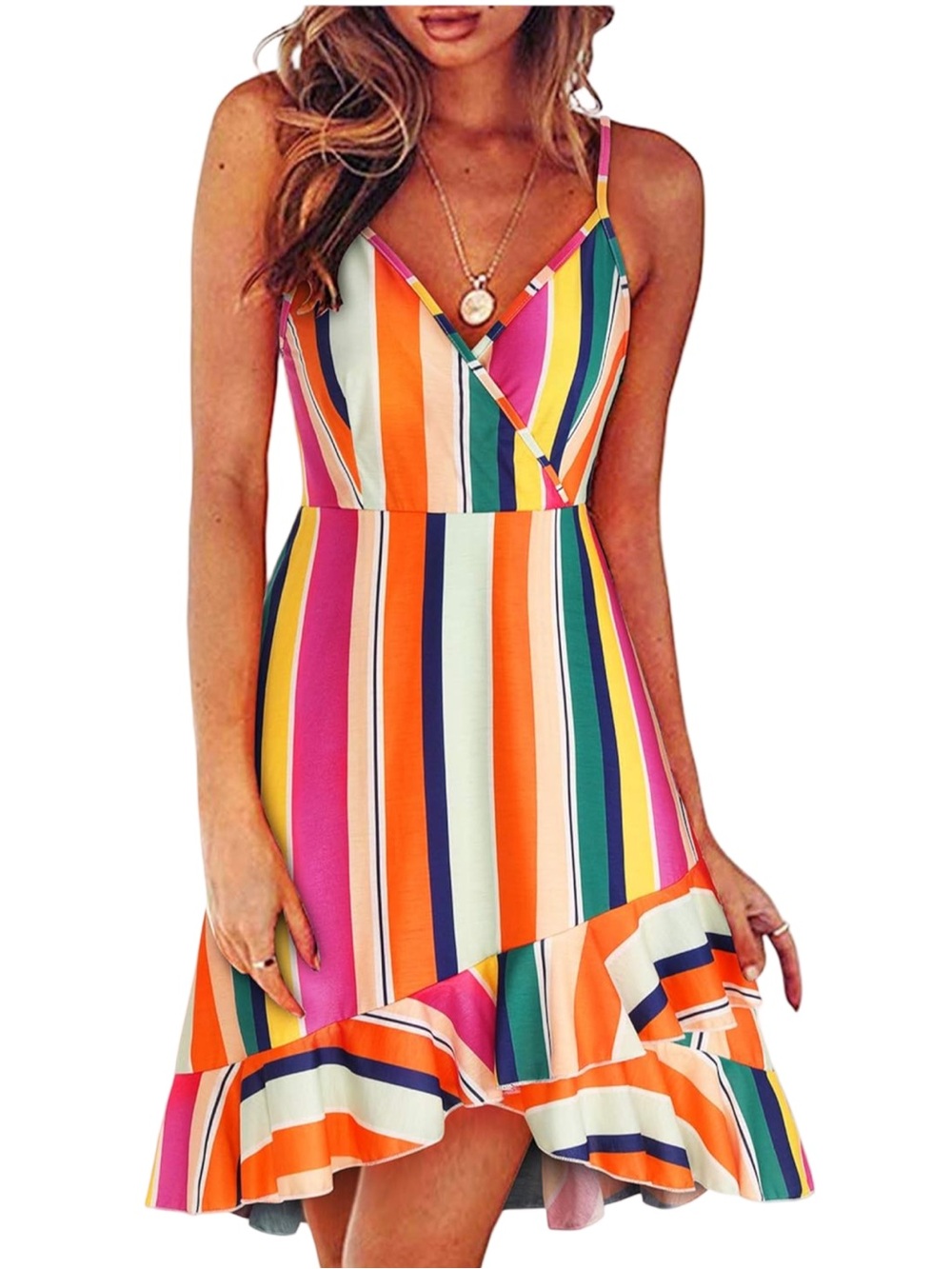 🌺🔸☀️🔹Women’s Striped Ruffle Hem Sundress - Multi Color mini 🔹☀️🔸🌺
